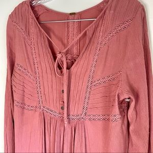 Free People rose pink lace inset dress tunic